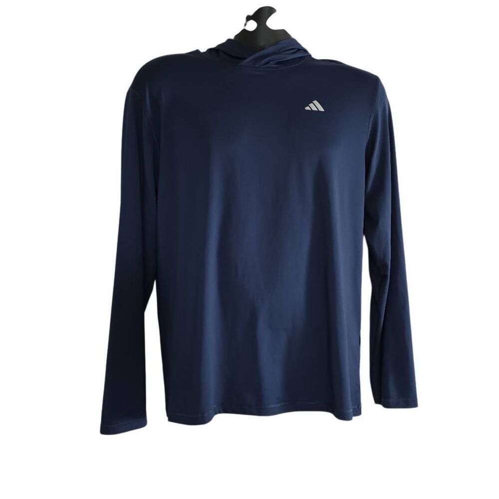 Adidas Men's Size Medium Navy Blue Dri-Fit Long Sleeve Shirt Hoodie
